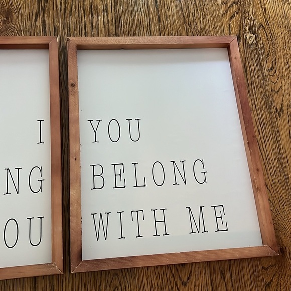 LIKE NEW I BELONG WITH YOU YOU BELONG WITH ME WOODEN SIGNS SET - Picture 4 of 8